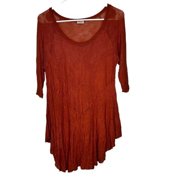 Intimately Free People Orange Solid All Day Wear Blouse size Medium - Picture 4 of 12